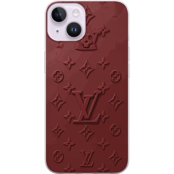 Kompatibelt Mobildeksel til Apple iPhone 14 Plus Luksuriøst Louis Vuitton-inspirert monogram i mørkerøde toner rød