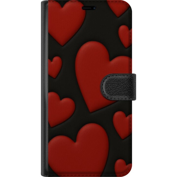 Motorola Moto E6i Lompakkokotelo Punaiset Samettisydämet