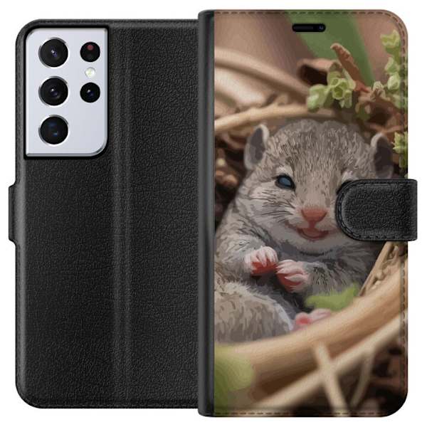 Samsung Galaxy S21 Ultra 5G Tegnebogsetui Rotte Smilende Dyremotiv By Motiv Urban Grafisk Design Populært Sjovt Motiv Kunstart Stil