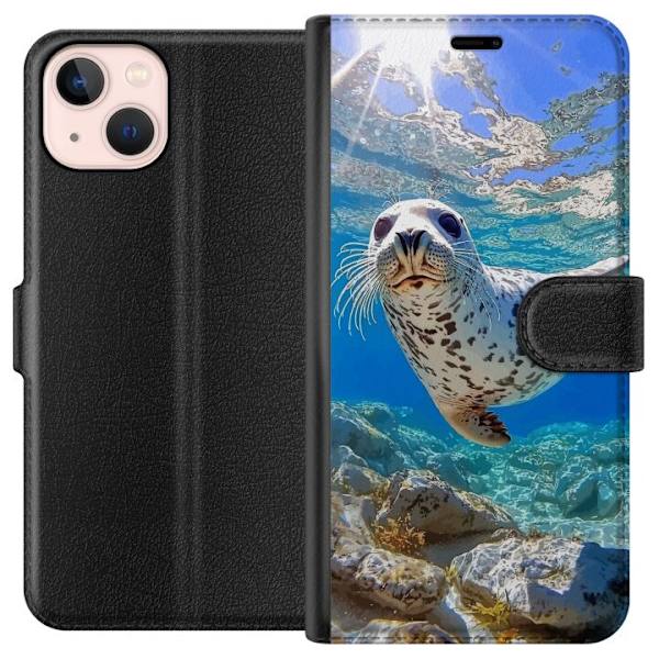 Apple iPhone 13 Lompakkokotelo Myynti Meri Uiminen Eläinaihe Luonto Vesimotiivi Sininen Suunnittelu Meriteema Suosittu Motiivi Villieläimet