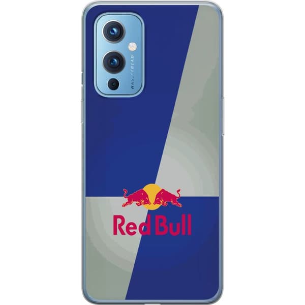 Kompatibelt Mobildeksel til OnePlus 9 Minimalistisk Red Bull-logo med blå og grå bakgrunn blå