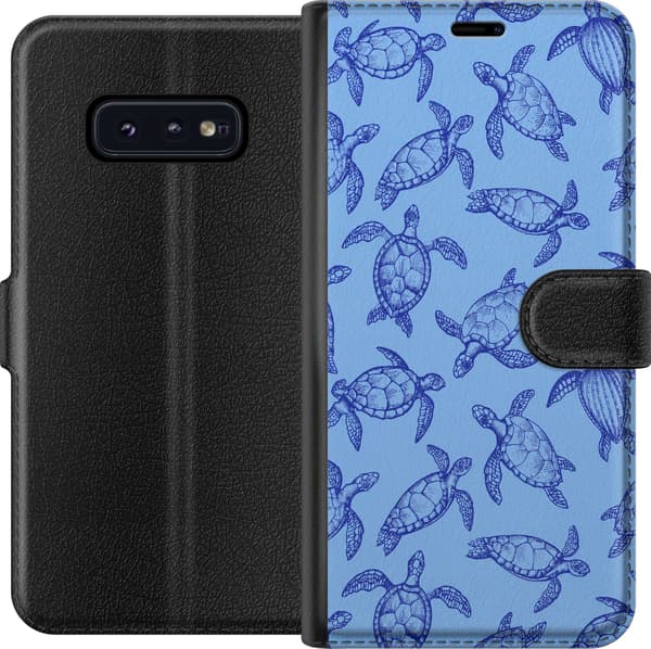 Kompatibelt Plånboksfodral till Samsung Galaxy S10e Blå havssköldpaddor blå