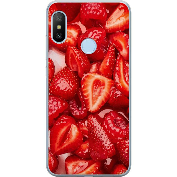 Xiaomi Mi A2 Lite Läpinäkyvä kuori Mansikkakuviointi - makea motiivi kesäfiiliksellä