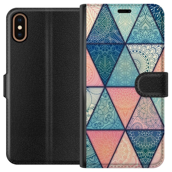 Apple iPhone X Lompakkokotelo Mandala Kolmiot
