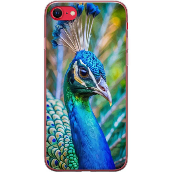 Apple iPhone SE (2020) Läpinäkyvä kuori Pavun Sulat Värikäs Design Lintuaihe Eksoottinen Graafinen Suunnittelu Luonto Ylellinen Koristelu