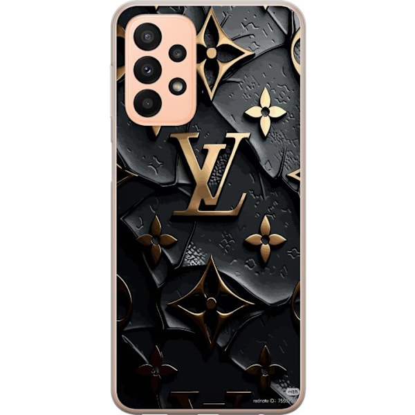 Samsung Galaxy A23 Genomskinligt Skal Louis Vuitton Dark Mode Design Svart Lyx Stil Fashion Populärt Grafiskt Mönster Modeikon Lyxmärke