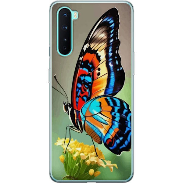 OnePlus Nord Genomskinligt Skal Fjäril Natur Sommar Motiv Vingar Färgstark Design Populär Dekor Grafiskt Exotiskt Tema