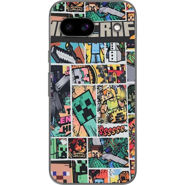 Google Pixel 8a Läpinäkyvä kuori Minecraft Taide