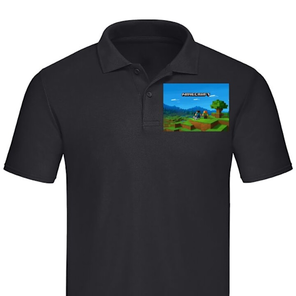 Poloshirt til Voksen | Elegant Poloshirt Minecraft Nøglekunst Sort Stor