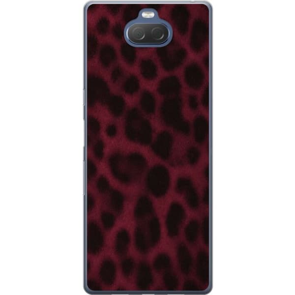 Kompatibelt Mobilskal till Sony Xperia 10 Plus Vinröd leopard röd