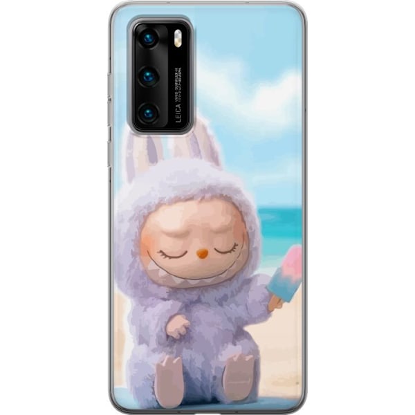 Huawei P40 Genomskinligt Skal Labubu Pink Mood – Rosa monsterdesign