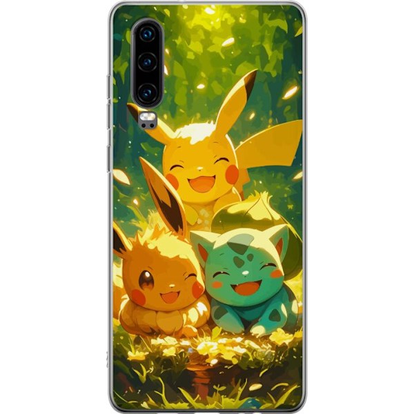 Huawei P30 Genomskinligt Skal Pixelmonster spelstil – färgstark design för retroälskande gamers