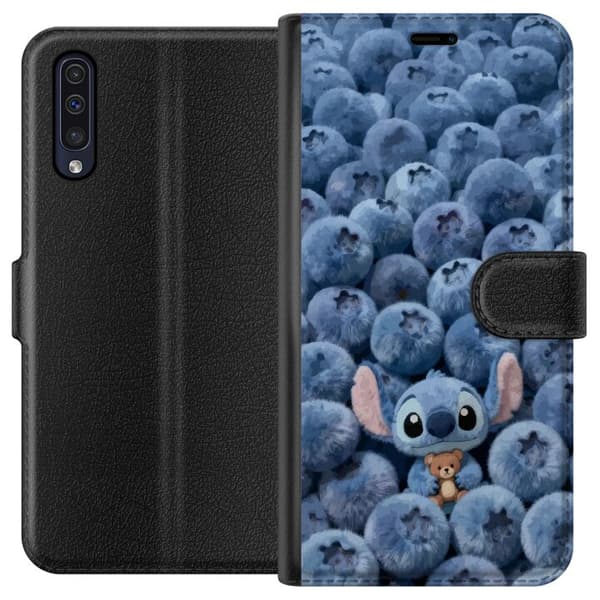 Kompatibelt Plånboksfodral till Samsung Galaxy A50 Blå figur bland blåbär blå