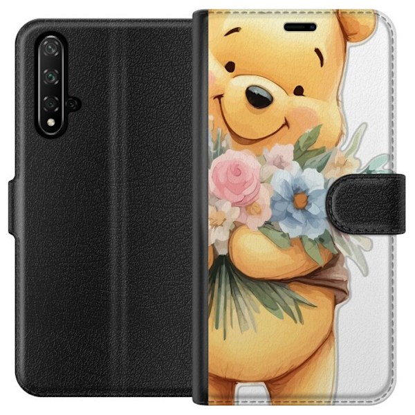 Honor 20 Plånboksfodral Nalle Puh med blommor – klassisk ba