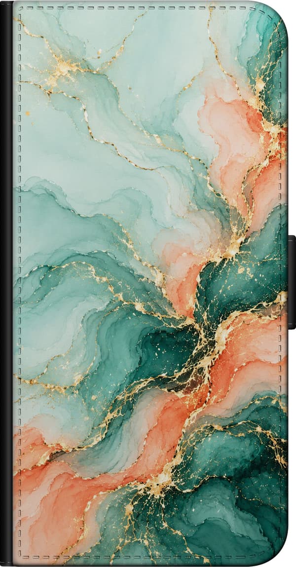 Kompatibelt Lommeboketui til Samsung Galaxy Note10+ Turkismarmor turkis