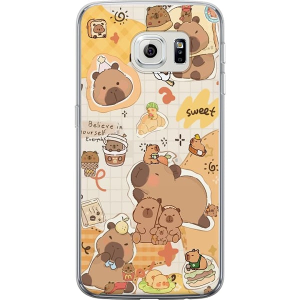 Samsung Galaxy S6 edge Genomskinligt Skal Kawaii capybara mobilskal med gulliga djurmotiv