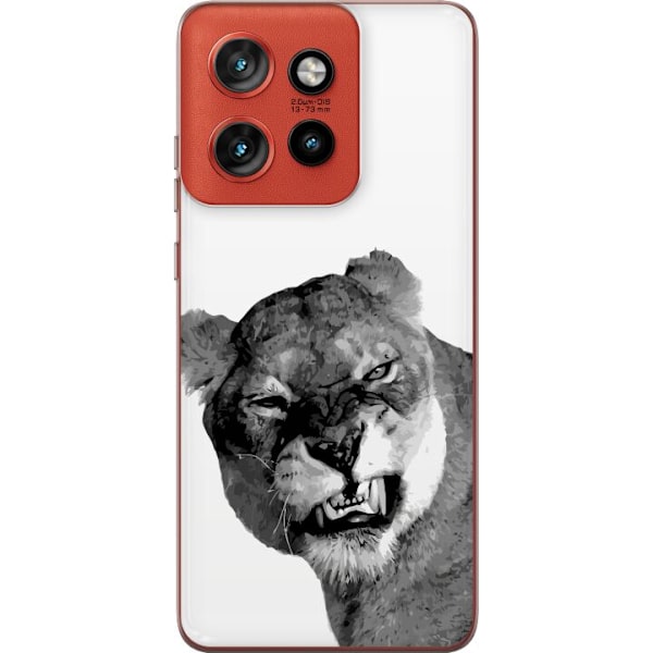 Motorola Edge 50 Neo Gennemsigtig cover Løve Kunstnerisk Dyremotiv Afrikansk Stil Jungle Følelse Grafisk Design Hjemmedekoration Dyr Tema