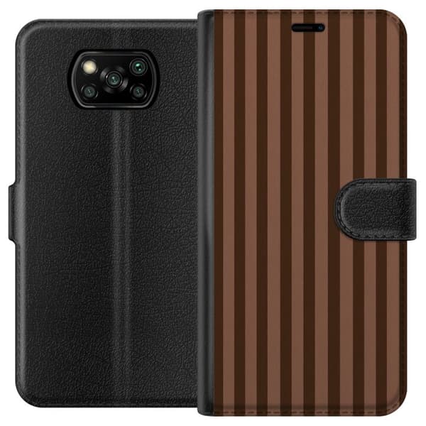 Kompatibel Tegnebogsetui til Xiaomi Poco X3 NFC Brune kastanjestriber brun