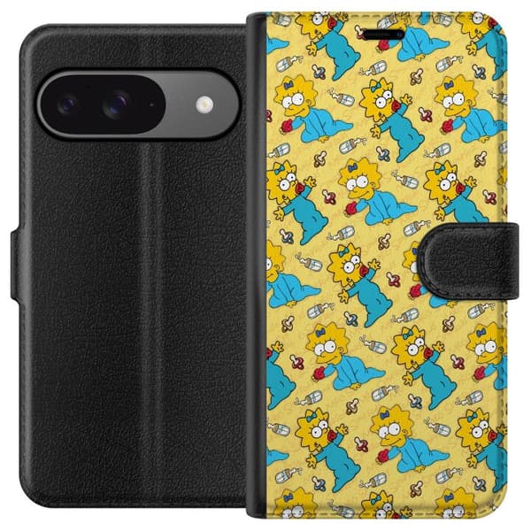 Kompatibelt Plånboksfodral till Google Pixel 9 Pro Mönster med Maggie Simpson, nappar och nappflaskor gul