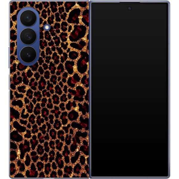 Kompatibelt Mobildeksel til Samsung Galaxy Z Fold8 Ultra Gullfarget glitterleopard gull