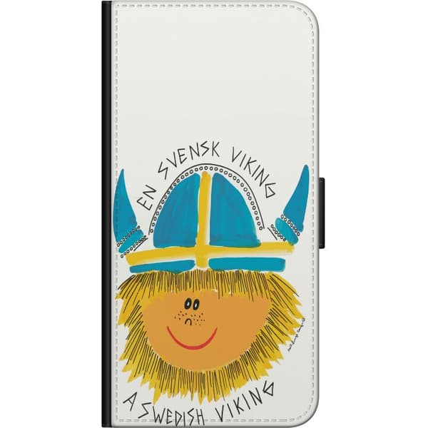 Kompatibelt Lommeboketui til Xiaomi Redmi Note 9S Svensk viking hvit