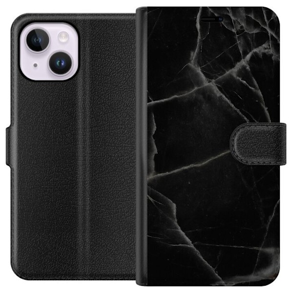 Apple iPhone 15 Plus Tegnebogsetui Sort marmor