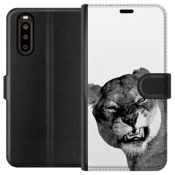 Sony Xperia 10 II Tegnebogsetui Løve Kunstnerisk Dyremotiv Afrikansk Stil Jungle Følelse Grafisk Design Hjemmedekoration Dyr Tema