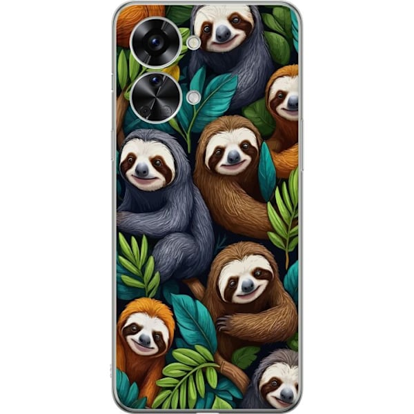 OnePlus Nord 2T Gennemsigtig cover Sengångarstil - afslappet motiv med sød dovendyr