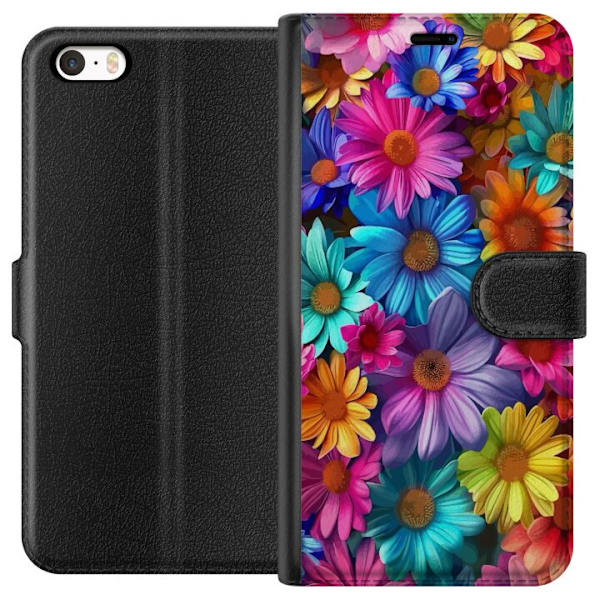 Apple iPhone 5 Plånboksfodral Gerbera Blommor Färgglad Dekor Blommotiv Populärt Heminredning Färg Rik Väggkonst Design