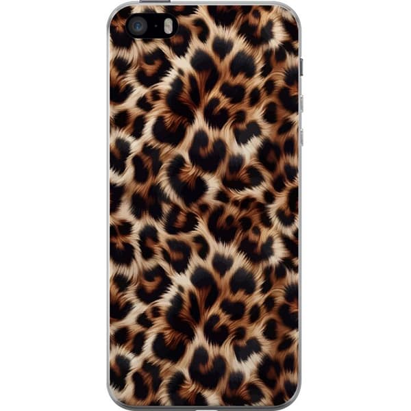 Kompatibel Mobilcover til Apple iPhone 5s Nær billede af leopardmønster med bløde pelsdetaljer i brune og sorte nuancer
