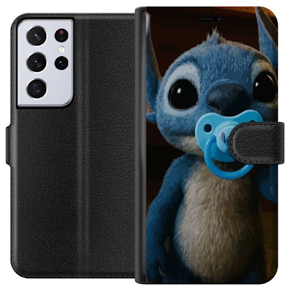 Samsung Galaxy S21 Ultra 5G Lompakkokotelo Stitch & Napp - vauvateema söpöllä hahmolla
