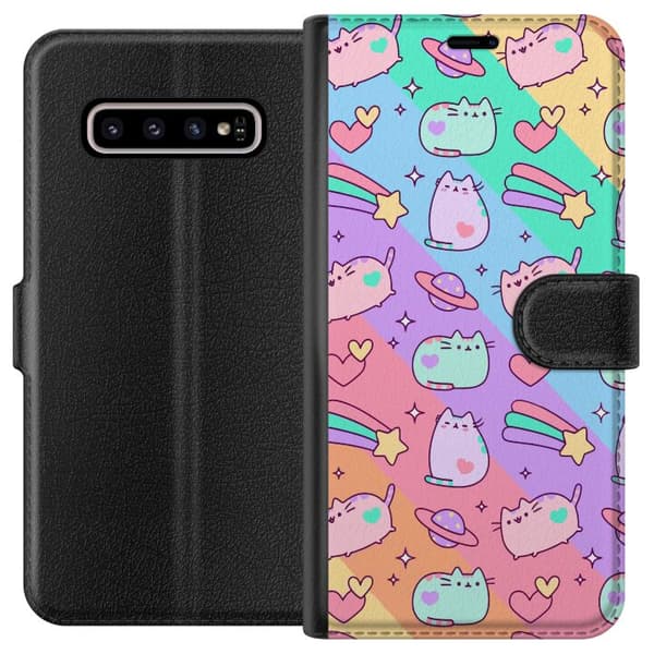 Kompatibelt Lommeboketui til Samsung Galaxy S10+ Einhorn Katt