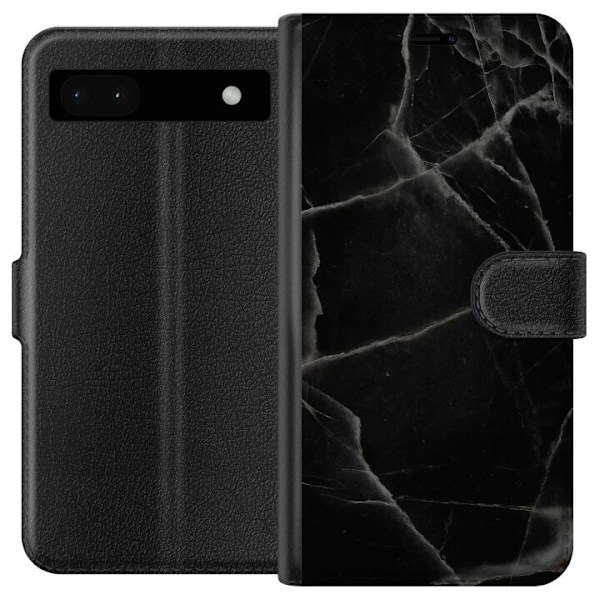 Google Pixel 6a Lompakkokotelo Musta marmori
