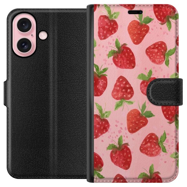 Apple iPhone 16 Lommeboketui Jordbærdrømmer - Retro-stil jor