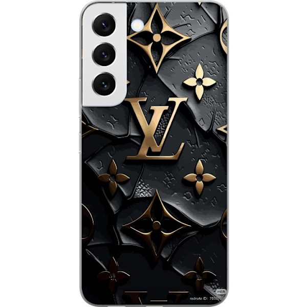 Samsung Galaxy S22 5G Gennemsigtig cover Louis Vuitton Mørk Tilstand Design Sort Luksus Stil Mode Populær Grafisk Mønster Modeikon Luksusmærke
