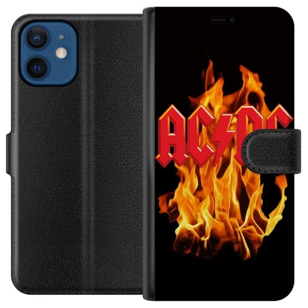 Kompatibel Tegnebogsetui til Apple iPhone 12 mini AC DC Ild Rockband Musik