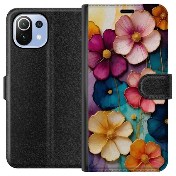 Xiaomi Mi 11 Lite Plånboksfodral Blommor Färger