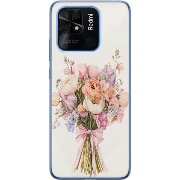 Xiaomi Redmi 10C Genomskinligt Skal Mobilskal med färgglad blombukett i romantisk stil