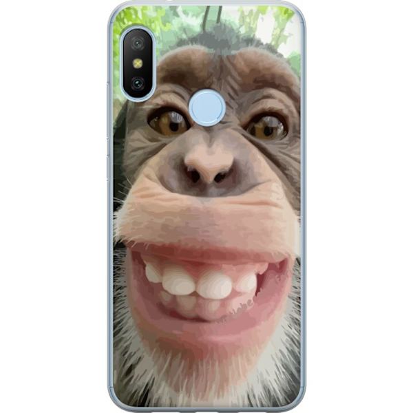 Xiaomi Mi A2 Lite Läpinäkyvä kuori Simpanssi Selfie Rauhallinen Graafinen Suunnittelu Apinan Aihe Suosittu Urban Art Tyyli