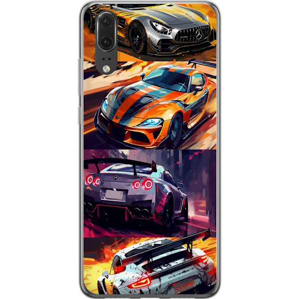 Huawei P20 Läpinäkyvä kuori Ralli kuume - vauhdikas teema ralliautoilla
