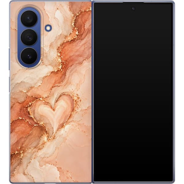 Kompatibelt Mobilskal till Samsung Galaxy Z Fold7 Persikomarmor orange