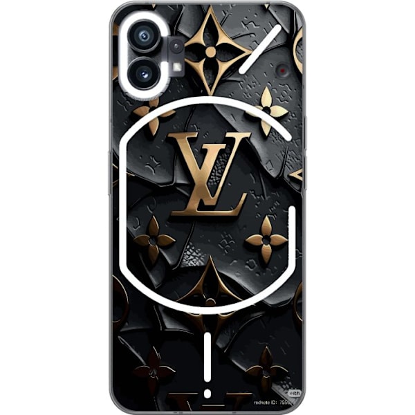 Nothing Phone (1) Läpinäkyvä kuori Louis Vuitton Tumma tila Suunnittelu Musta Ylellisyys Tyyli Muoti Suosittu Graafinen Kuvio Muotisymboli Luksusbr