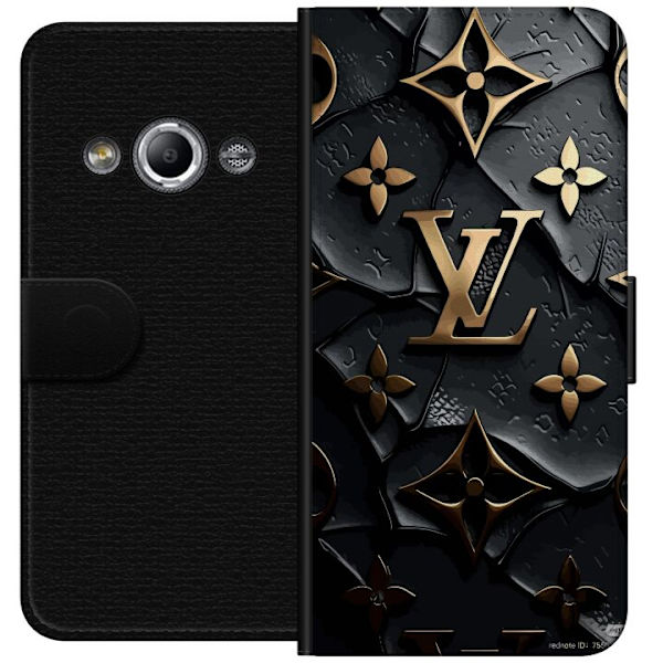 Samsung Galaxy Xcover 3 Tegnebogsetui Louis Vuitton Mørk Tilstand Design Sort Luksus Stil Mode Populær Grafisk Mønster Modeikon Luksusmærke