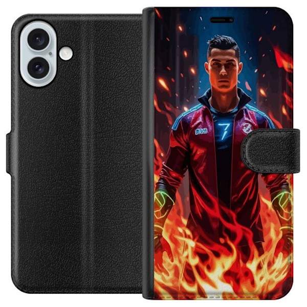 Apple iPhone 16 Plus Tegnebogsetui Ronaldo Inferno - fodboldhelt i flammer