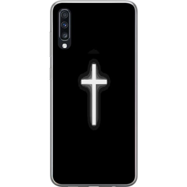 Kompatibel Mobilcover til Samsung Galaxy A70 Lysande vitt kors sort