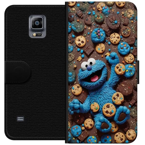 Kompatibelt Plånboksfodral till Samsung Galaxy Note 4 Lekfull blå tecknad figur omgiven av kakor blå