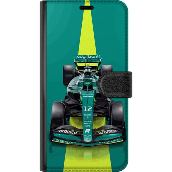 Kompatibelt Lommeboketui til Google Pixel 6a Aston Martin Formel 1-bil i grønt racingdesign med moderne studiopreg