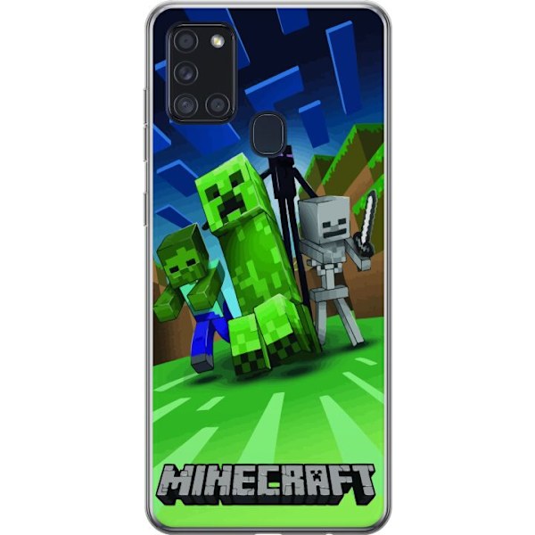 Samsung Galaxy A21s Genomskinligt Skal Minecraft Creeper mobilskal i klassisk grön pixelstil