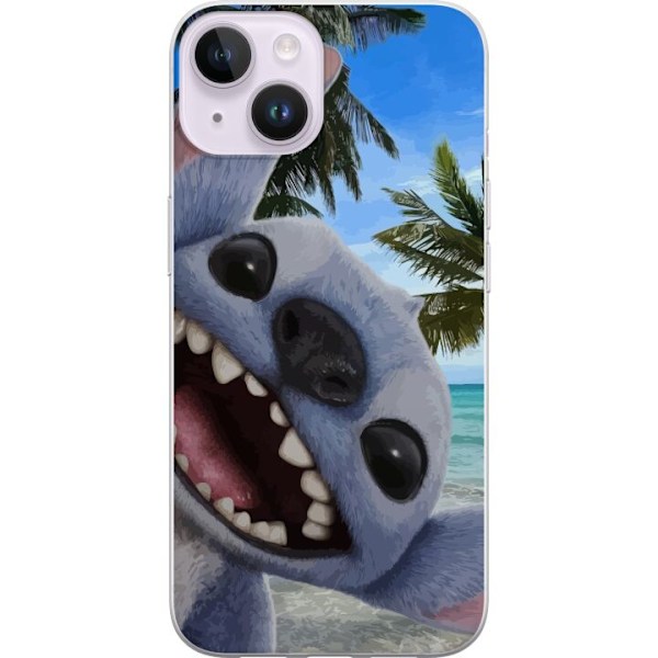 Apple iPhone 15 Plus Genomskinligt Skal Stitch mobilskal med Palmer i söt vänskapsdesign