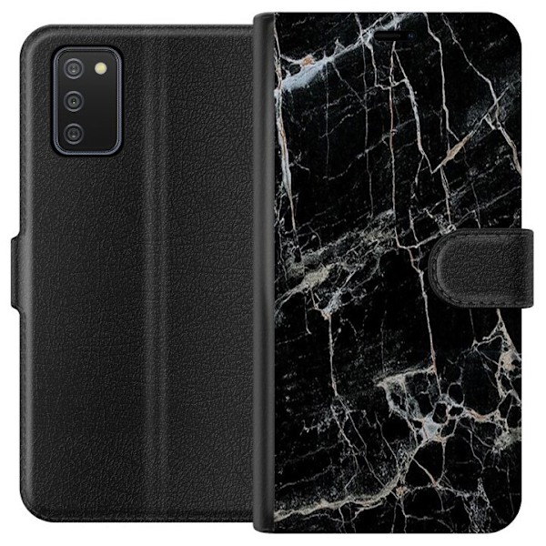 Samsung Galaxy A02s Tegnebogsetui Sort marmor